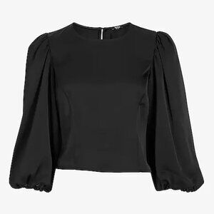 NWT Express Satin Crew Neck Puff Sleeve Top